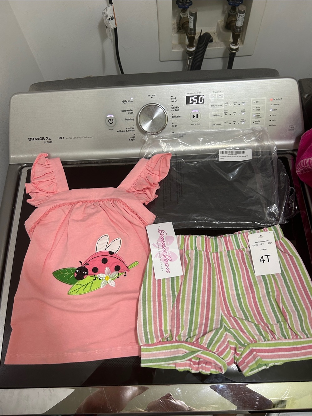 Girls 4t two piece outfit set ladybug tank shirt seersucker shorts new nwt